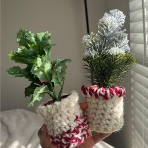 Handcrafted Crochet Plant Holders with Greenery